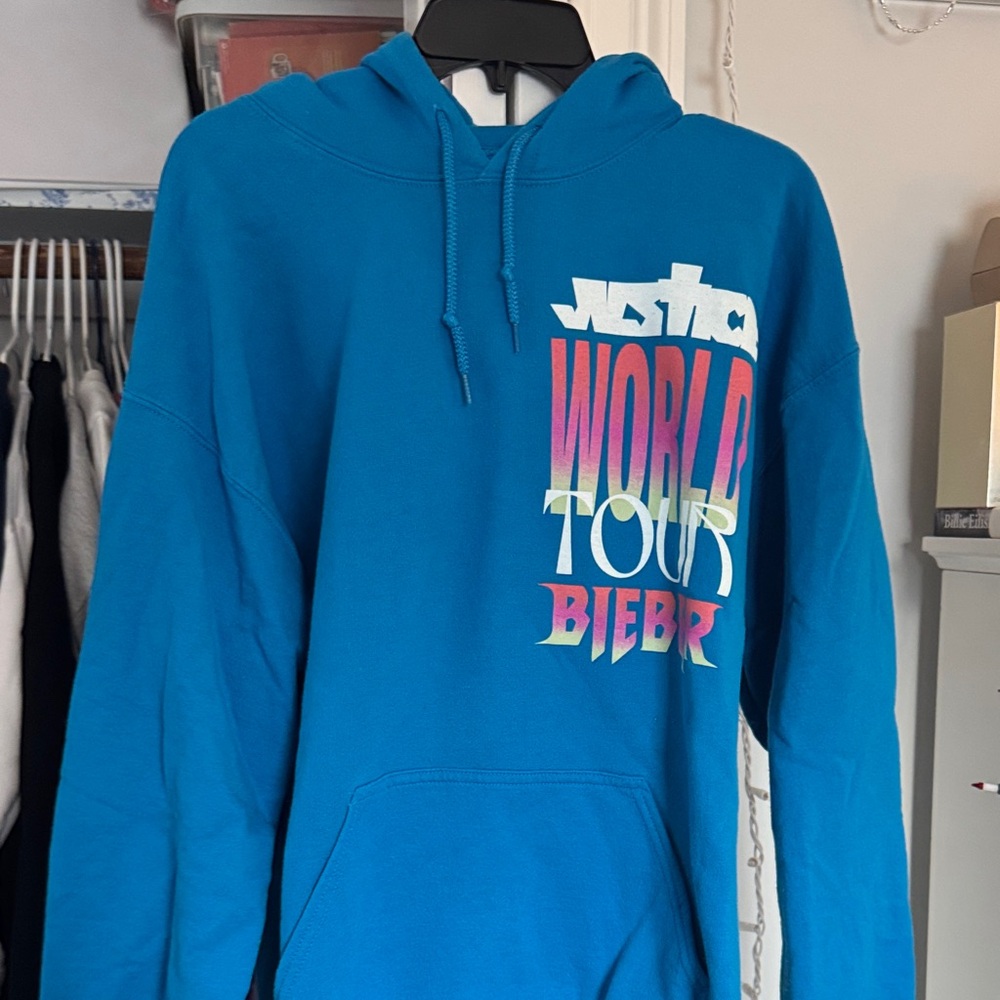 Justin Bieber Justice World Tour Blue Hoodie